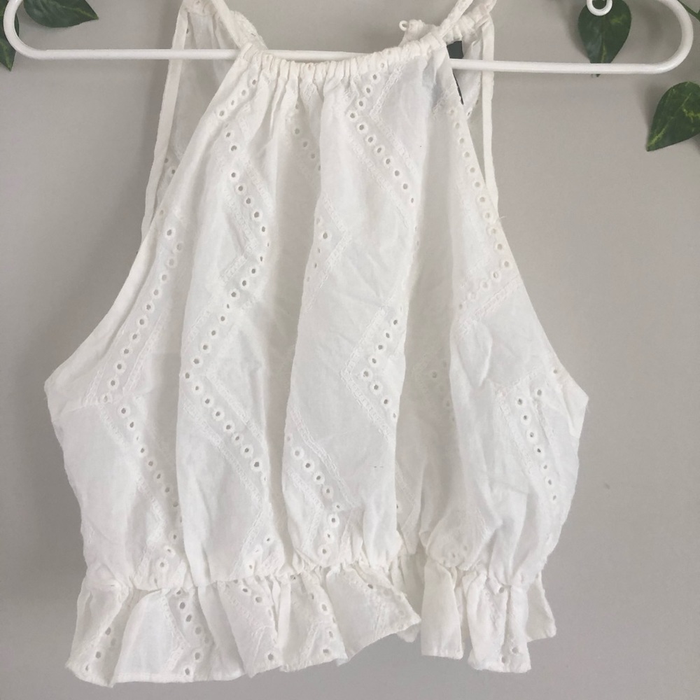 White Ruffle Crop Top